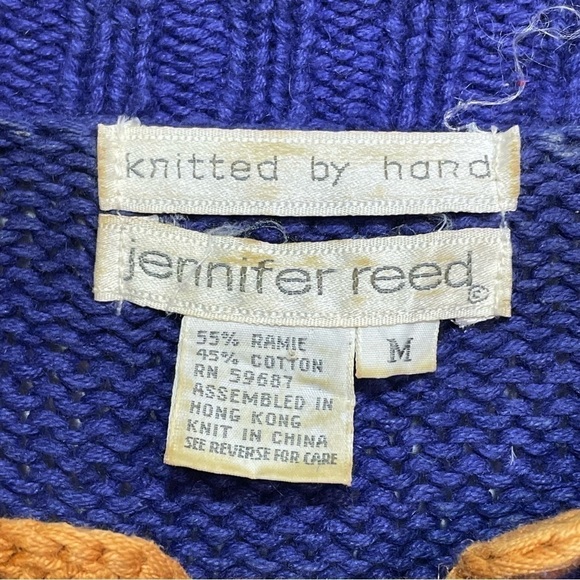 Vintage Jennifer Reed Hand Made MultiColor Embroidered Sweater Medium Christmas - Picture 3 of 14